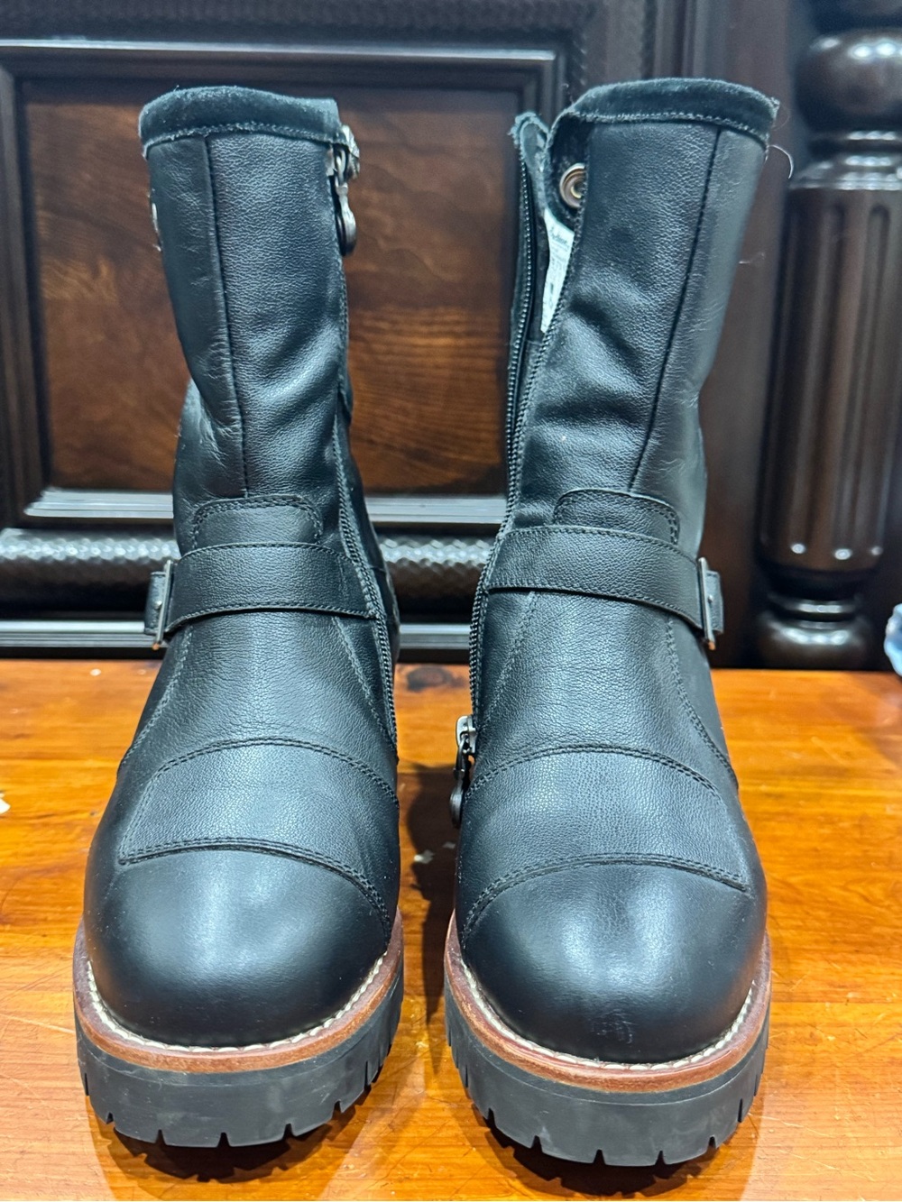 Black Leather Lug Sole Ankle Boots by INDIAN MOTORCYCLE LADIES BOOTS SIZE 7